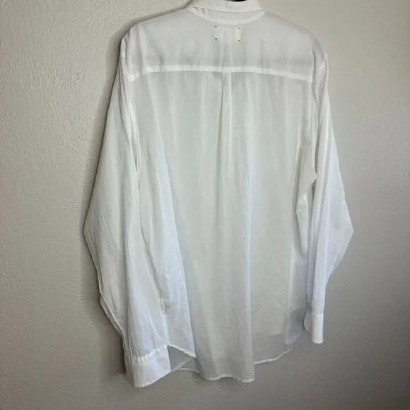 Xirena Beau Button Down Shirt XL White Cotton Poplin Oversized Relaxed Preppy